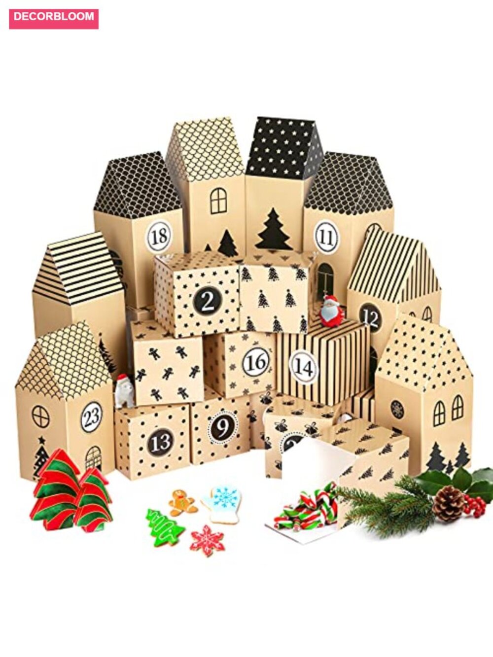 24 Empty Fillable Advent Calendar Boxes Thick Cardstock Christmas Countdown